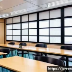 신재생에너지발전설비 자격증과 학위의 관계 - A modern renewable energy training classroom in Japan, featuring diverse young adults studying solar...